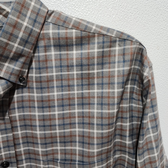 Roundtree Yorke Gold Label Long Sleeve Button Up Plaid Shirt Mens Sz XL Non Iron - Picture 11 of 15